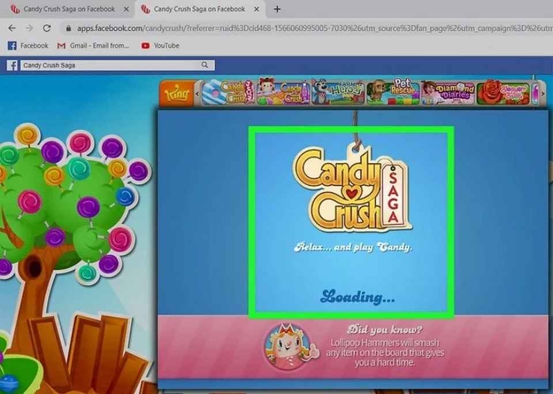 Tải Candy Crush Saga trong thẻ mới