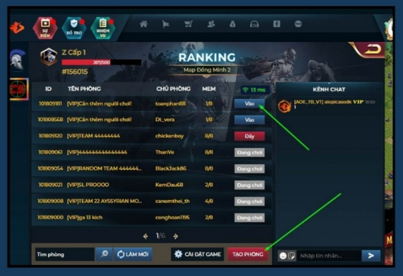Tạo phòng chơi game đế chế online