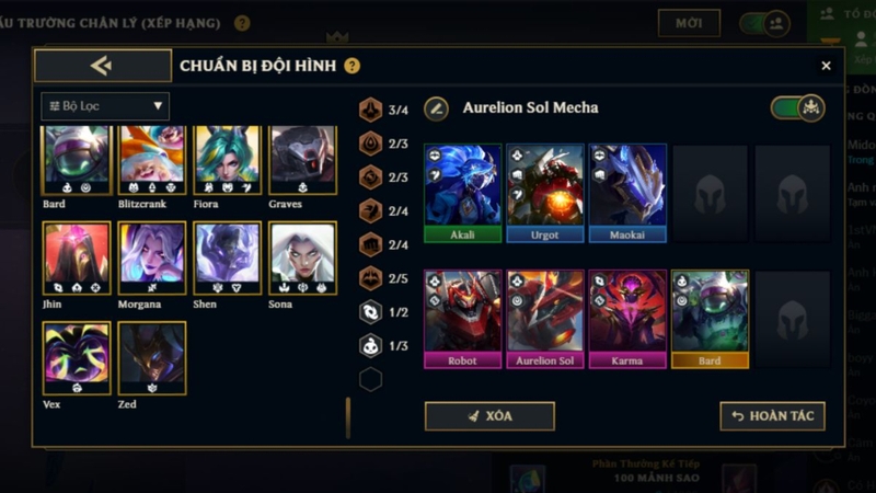 Các tướng trong đội hình Aurelion Sol Máy Móc