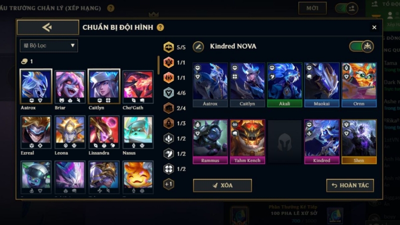 Các tướng trong đội hình