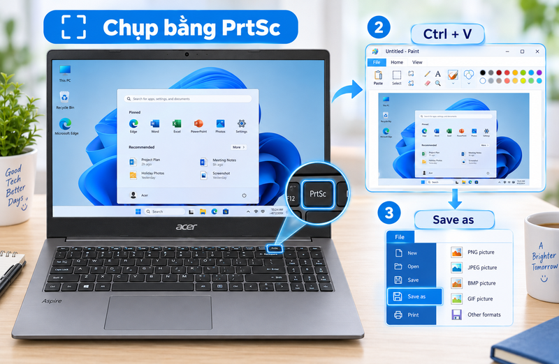 Cách chụp màn hình Acer Aspire - hình 1