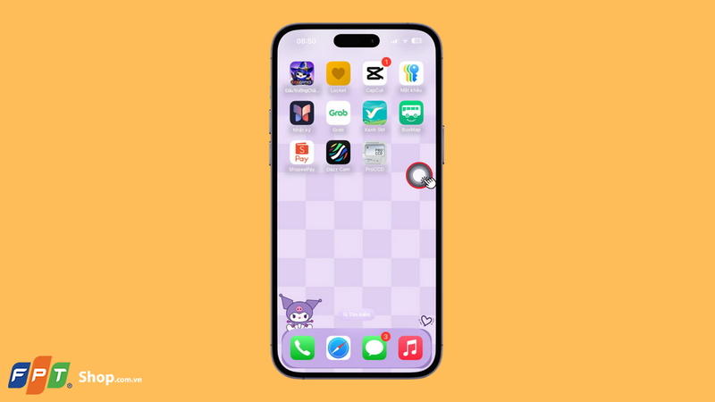 Mở Trung tâm điều khiển của nút home ảo trên iPhone 15