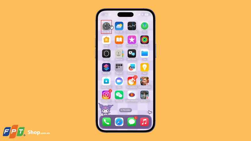 Tìm và mở ứng dụng Cài đặt trên iPhone 15