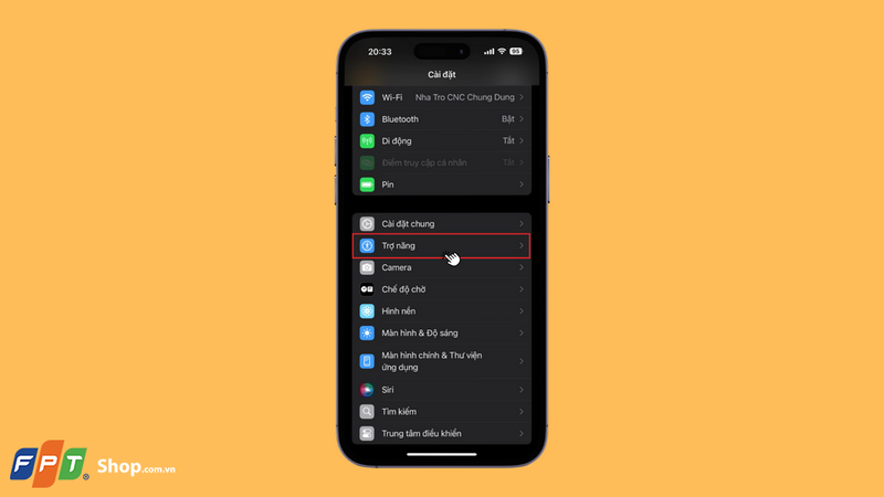 Nhấn chọn mục Trợ năng