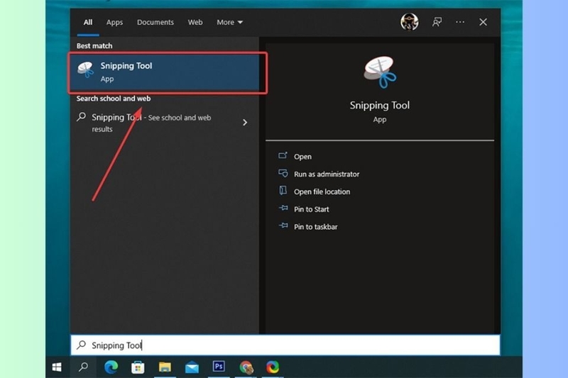 Khởi động công cụ Snipping Tool