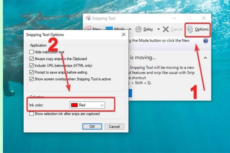 Tiếp tục chọn mục&nbsp;Options để tùy chỉnh