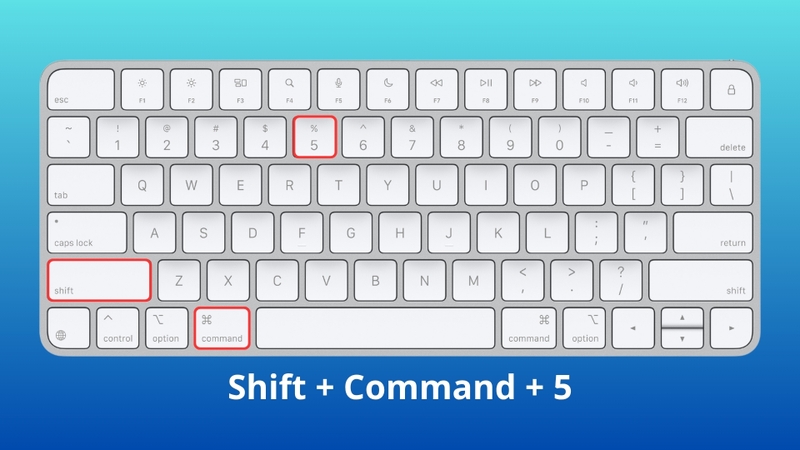 Nhấn Shift + Command + 5 để mở thanh công cụ Screenshot