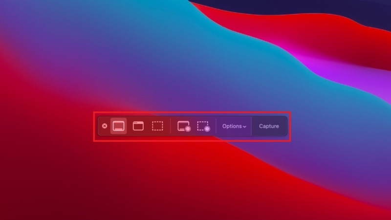 Giao diện thanh công cụ Screenshot