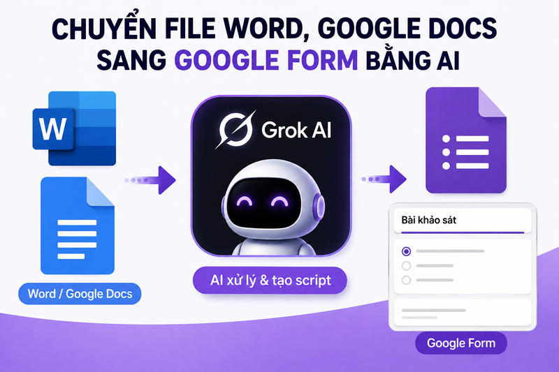 chuyển file Word Google Docs sang Google Form bằng A 2