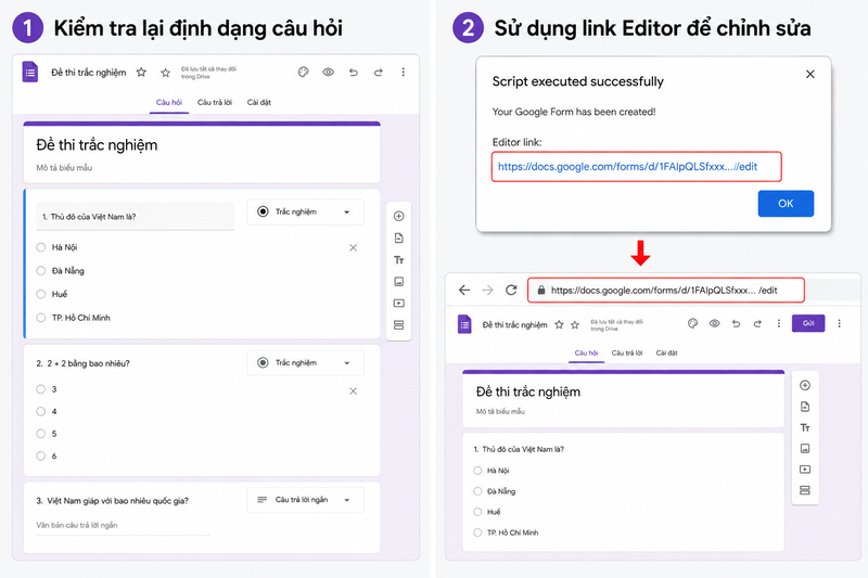 chuyển file Word Google Docs sang Google Form bằng A 4