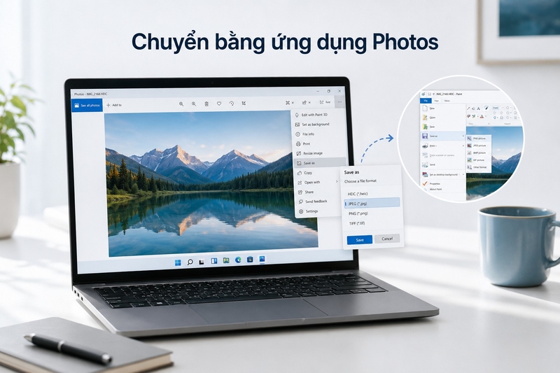 Chuyển bằng ứng dụng Photos