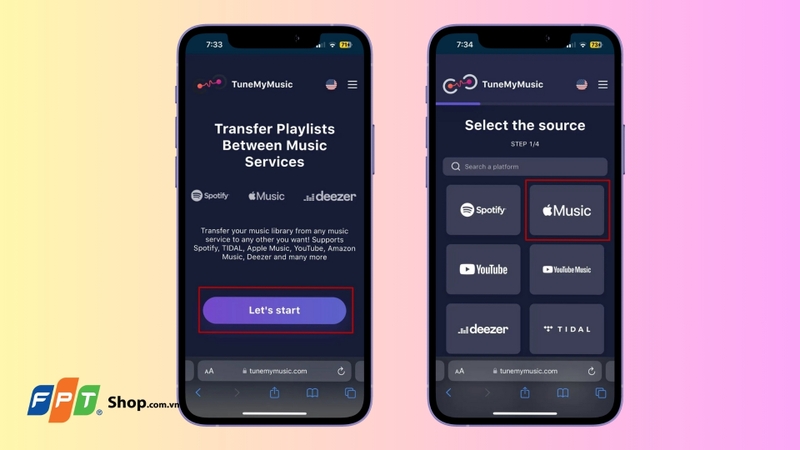 Nhấn Let’s Start