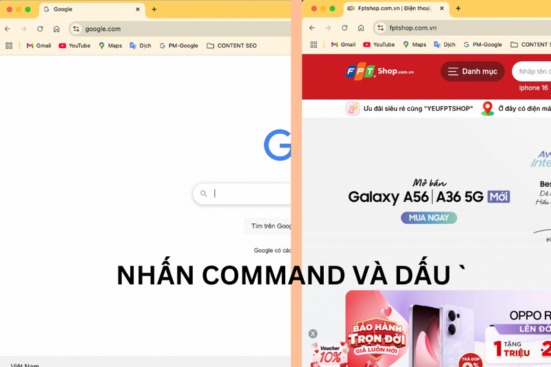 Nhấn Command và dấu huyền trên bàn phím