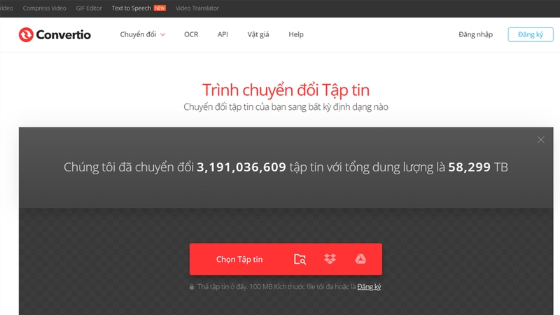 Trang web Convertio