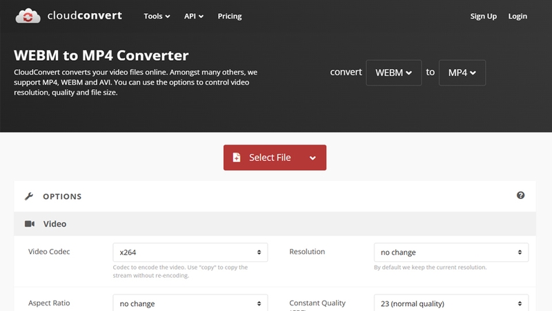 Trang web CloudConvert
