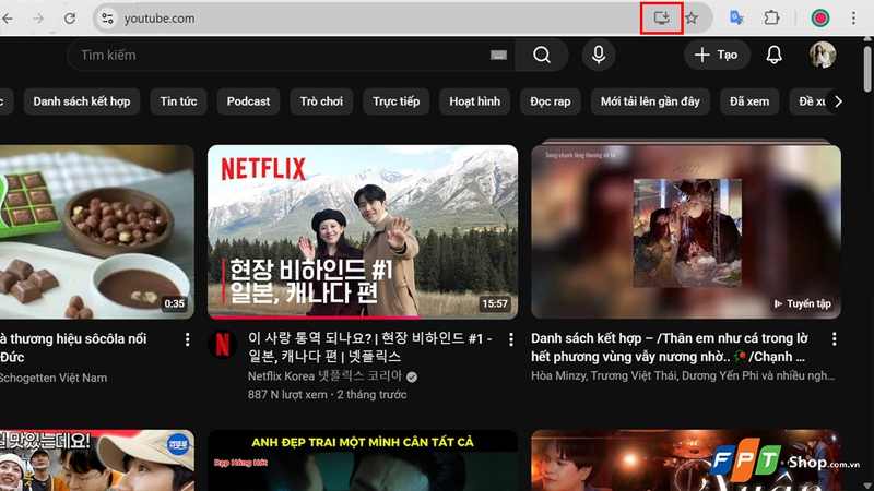 Nhấn biểu tượng màn hình có mũi tên trỏ xuống (Install)