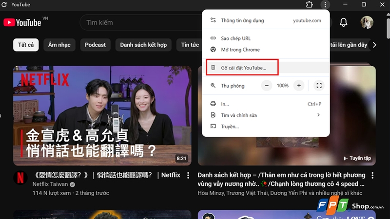 Gỡ cài đặt app trên máy tính cũng rất đơn giản