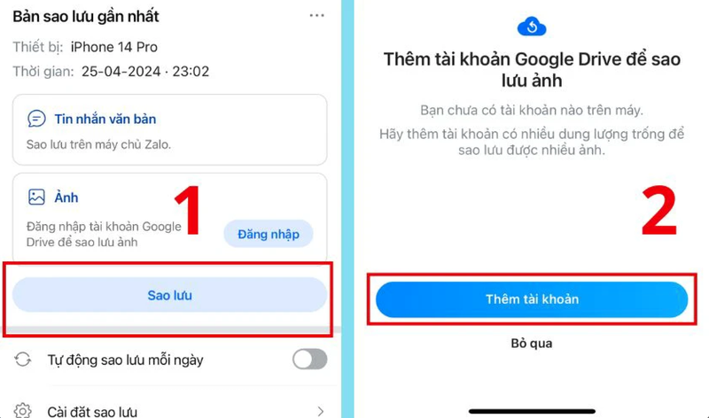 Sao lưu tin nhắn Zalo trên iPhone cũ bước 4