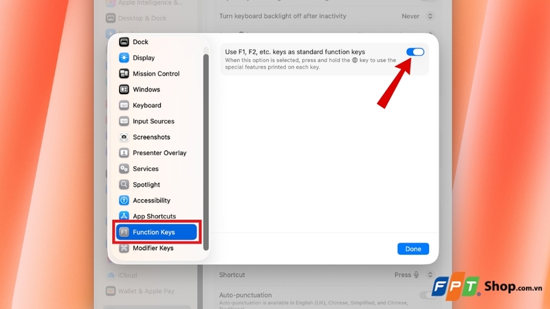 Cách cố định F4 trên MacBook