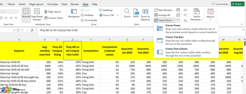 cách cố định nhiều cột trong Excel ảnh 2