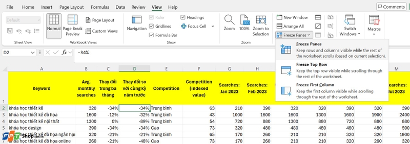cách cố định nhiều cột trong Excel ảnh 5