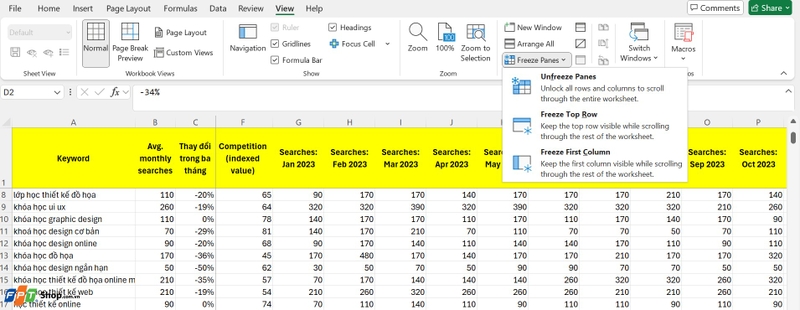 cách cố định nhiều cột trong Excel ảnh 7