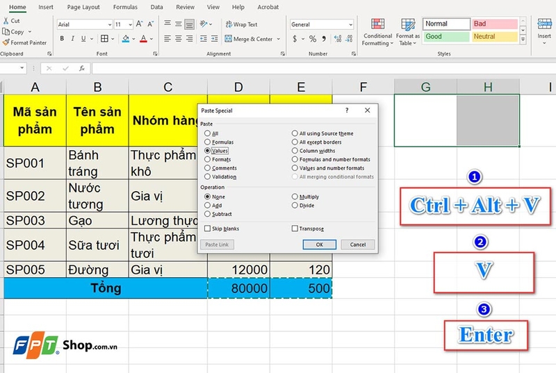 Copy giá trị trong Excel không copy công thức - 08