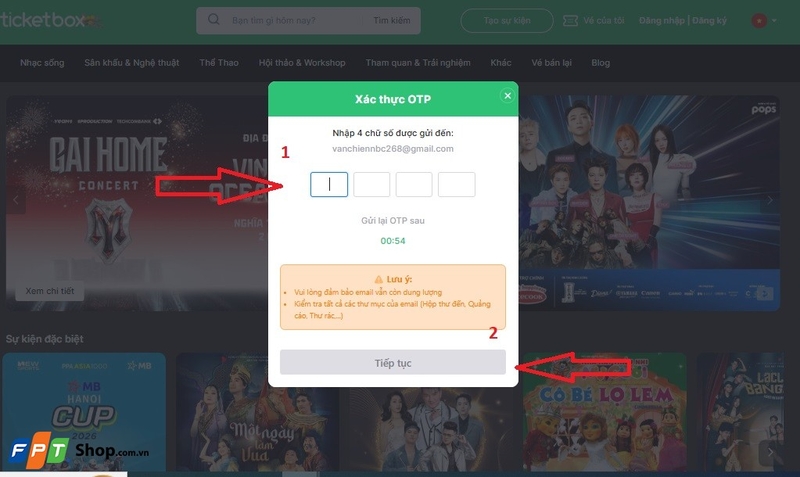 Cách tạo tài khoản TicketBox 3