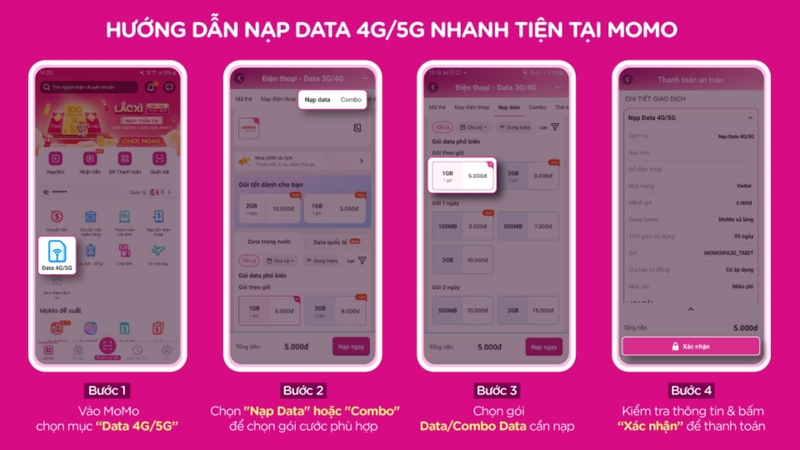 Đăng ký 4G Viettel bằng ví điện tử