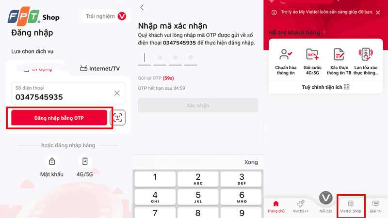 Nhấp chọn vào mục Viettel Shop