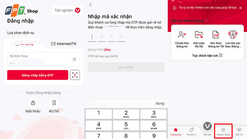 Nhấp chọn vào mục Viettel Shop