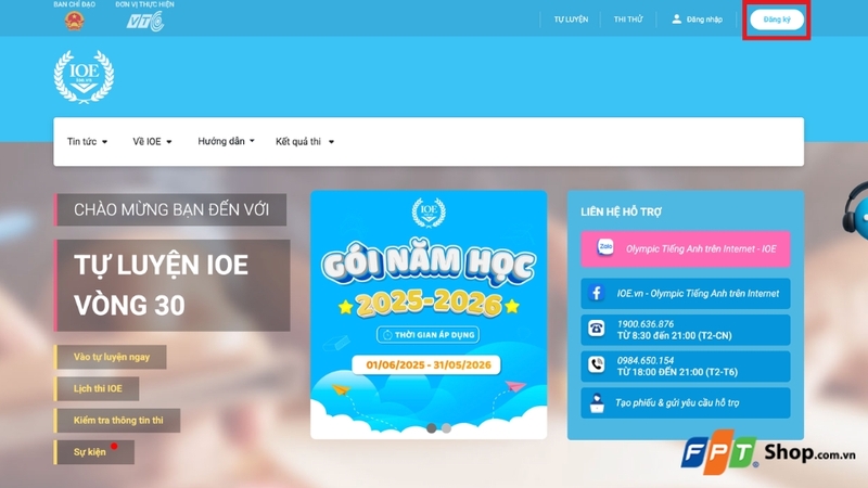 Cách đăng ký tài khoản IOE cho học sinh chi tiết