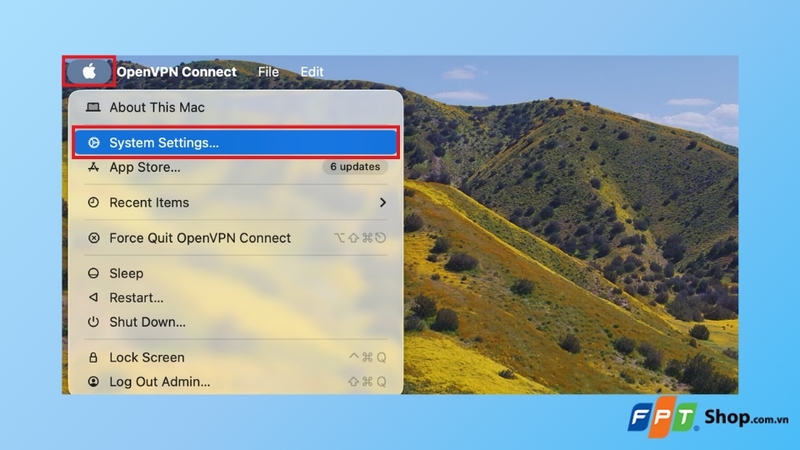 Mở System Settings trên MacBook