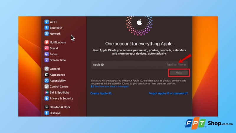 Nhập tài khoản Apple ID
