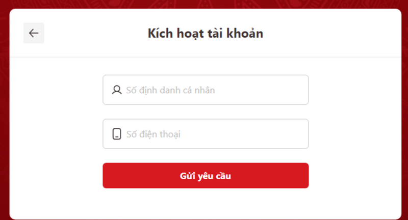 Nhập thông tin đăng nhập ban đầu