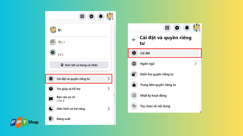 Chọn Cài đặt & quyền riêng tư