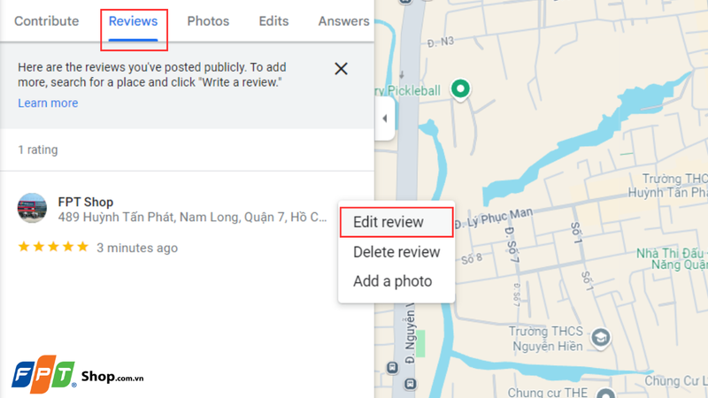 Cách chỉnh sửa bài đánh giá