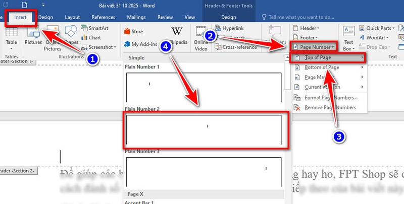 Cách đánh số trang kết hợp trên Word - 05