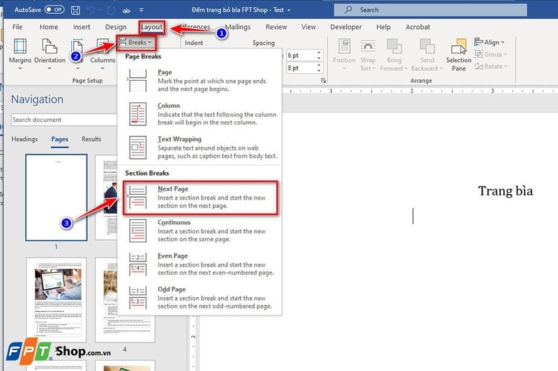 Cách đánh số trang trong Word không tính trang bìa - Ảnh 03