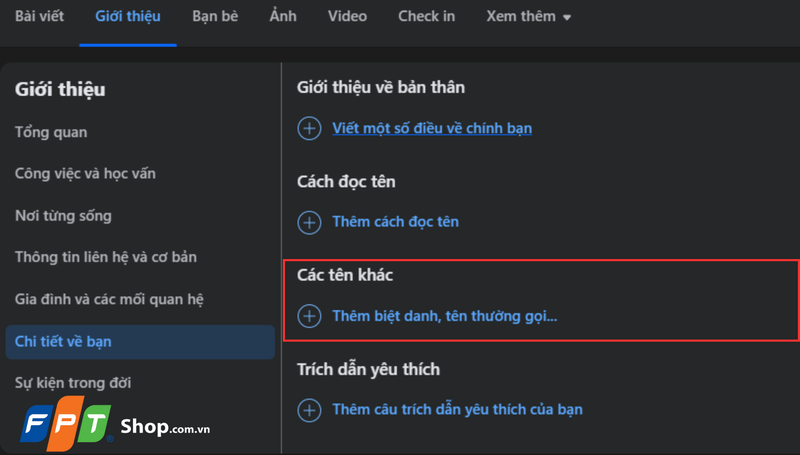 Cách đặt biệt danh trên Facebook 5