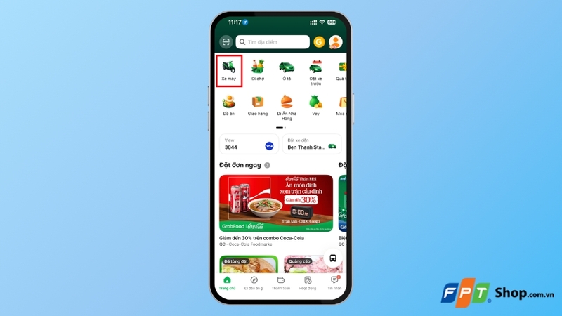Bước 1: Chọn dịch vụ xe