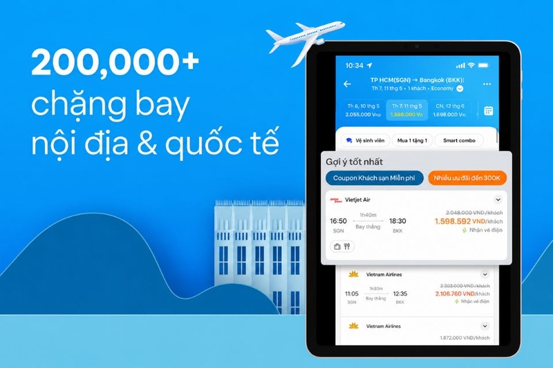 Theo dõi ưu đãi trên các nền tảng đặt vé