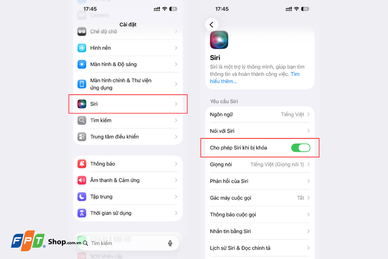 Hạn chế Siri hoạt động