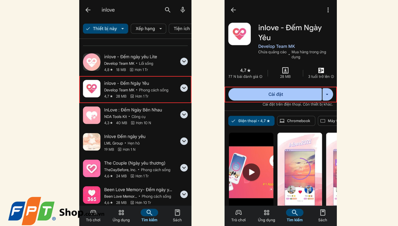 Cách để inlove ra màn hình chính trên điện thoại Android 1