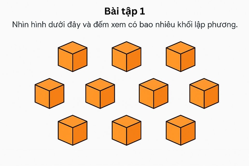 Nhìn hình dưới đây và đếm xem có bao nhiêu khối lập phương