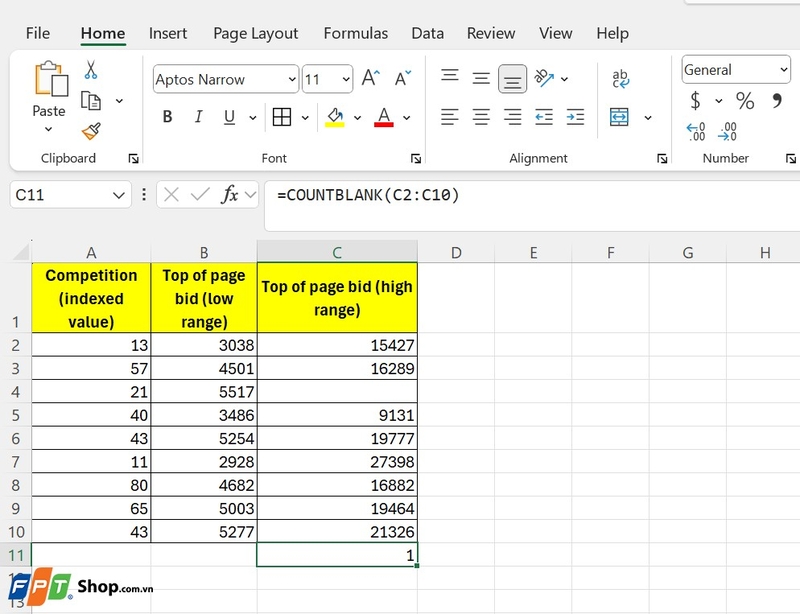 Các cách đếm số lượng trong Excel ảnh 3