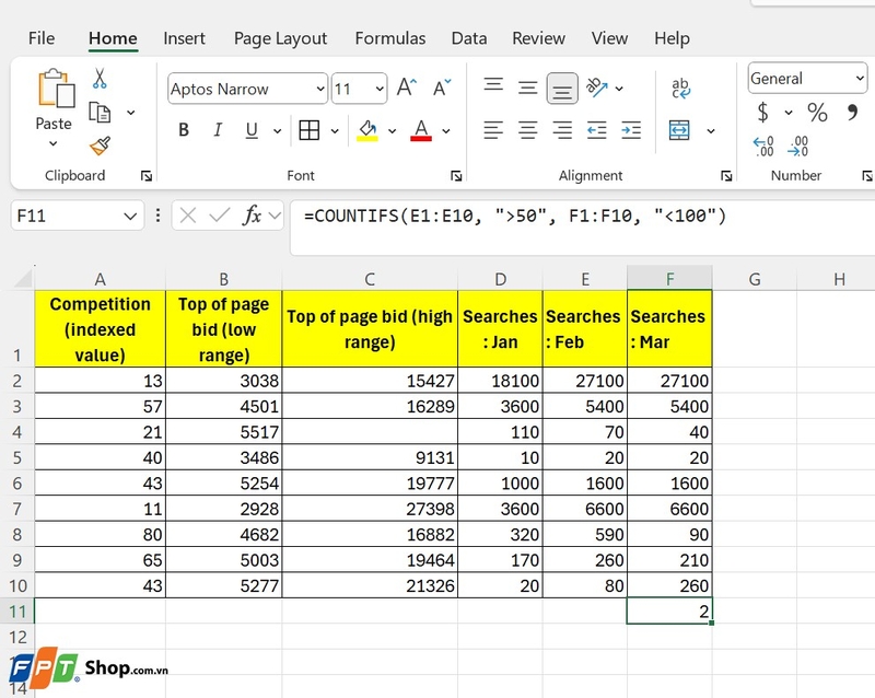 Các cách đếm số lượng trong Excel ảnh 5