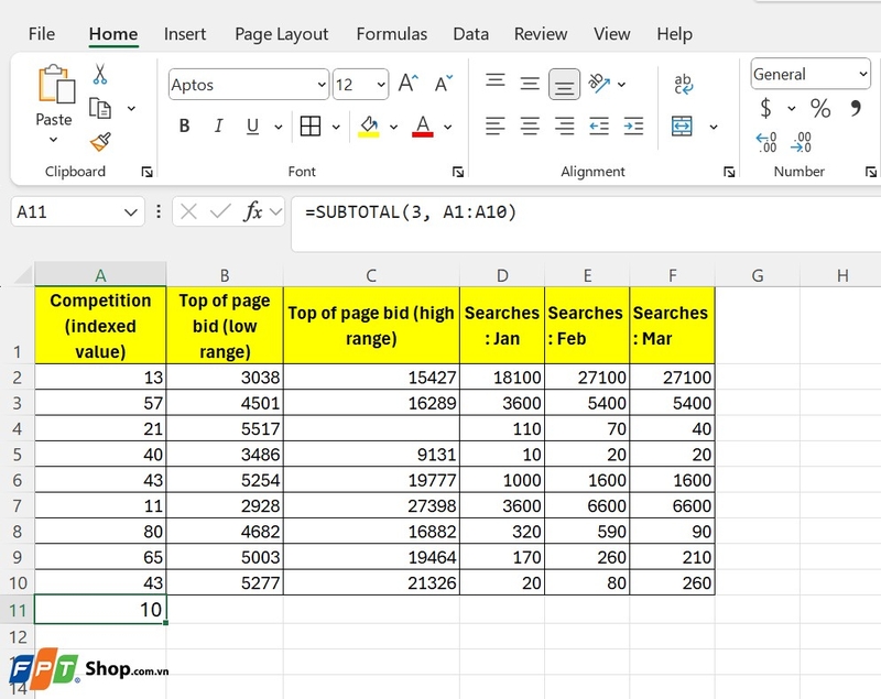 Các cách đếm số lượng trong Excel ảnh 6