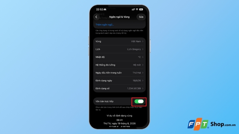 Kích hoạt Live Text trong phần Cài đặt iPhone