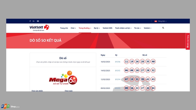 Cách dò vé số trên trang web Vietlott 1